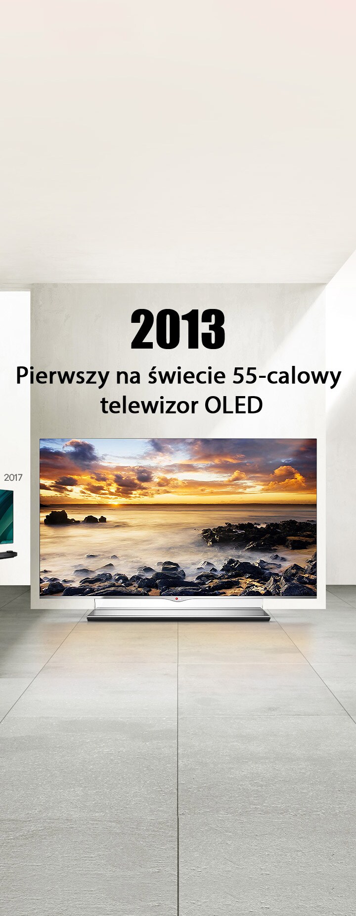 LG TV. Tytuł brzmi: 2013, Pierwszy na świecie 55-calowy telewizor OLED.