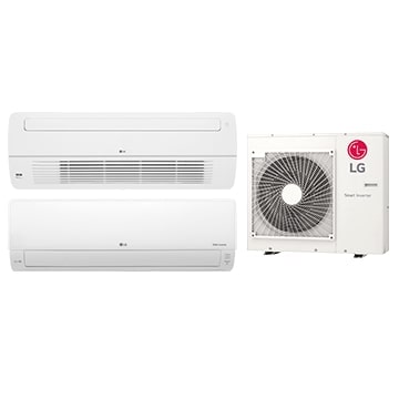 LG HVAC Multi Split, składające się z kilku jednostek wewnętrznych podłączonych do jednej jednostki zewnętrznej, są prezentowane.