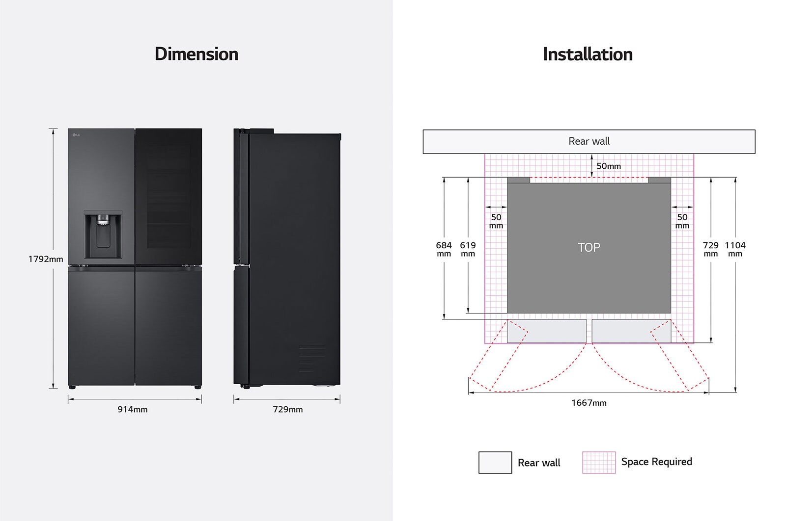 LG Lodówko-zamrażarka LG | side by side Multidoor | ciemny grafit | InstaView(tm) | 638 L | Wi-Fi | GMG960EVJE, GMG960EVJE