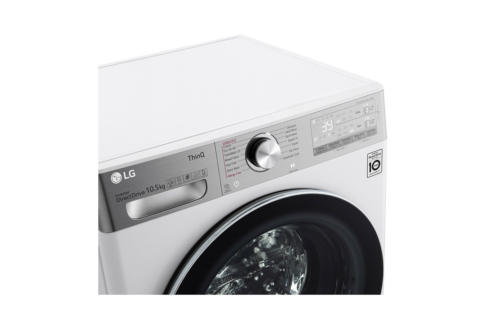 LG Pralka LG Vivace | V900 | 10,5kg | Steam+ | TurboWash 360 | 1600 rpm | ThinQ | AIDD | ezDispense | F6WV910A2E, F6WV910A2E