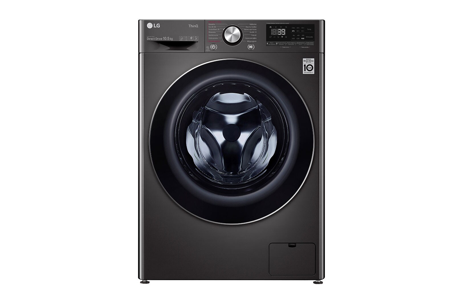 Pralka LG Vivace V900 10,5kg Steam&#43; 1600rpm ThinQ F6WV910PS2E F6WV910PS2E - widok z przodu