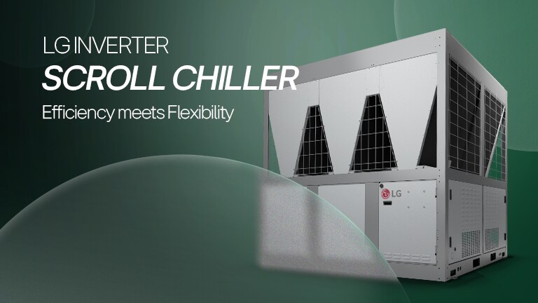 LG Inverter Scroll Chiller na zielonym tle 