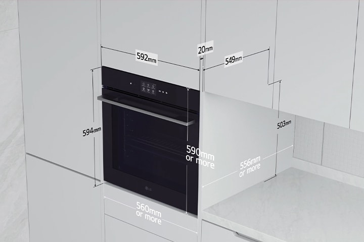 Dimensões do forno.