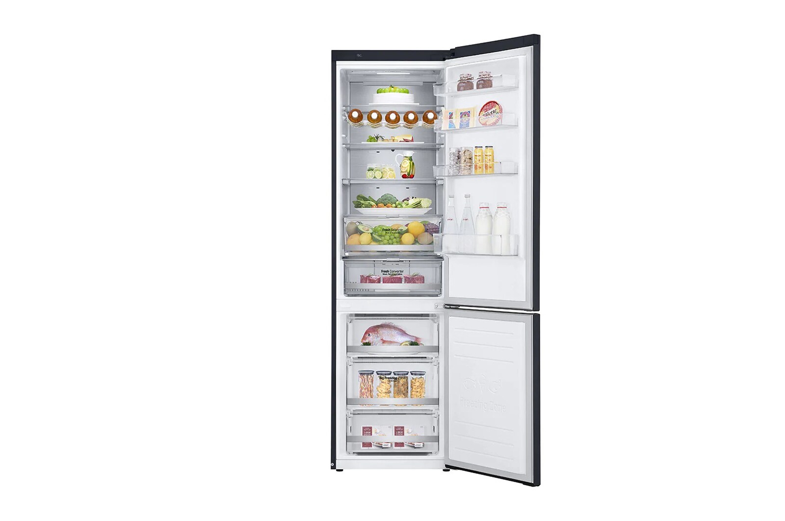 LG Combinado LG GBB92MCACP, 384 litros, eficiência energética C, 2,03 m, Door Cooling+™, Wi-Fi, Matte Black, GBB92MCACP