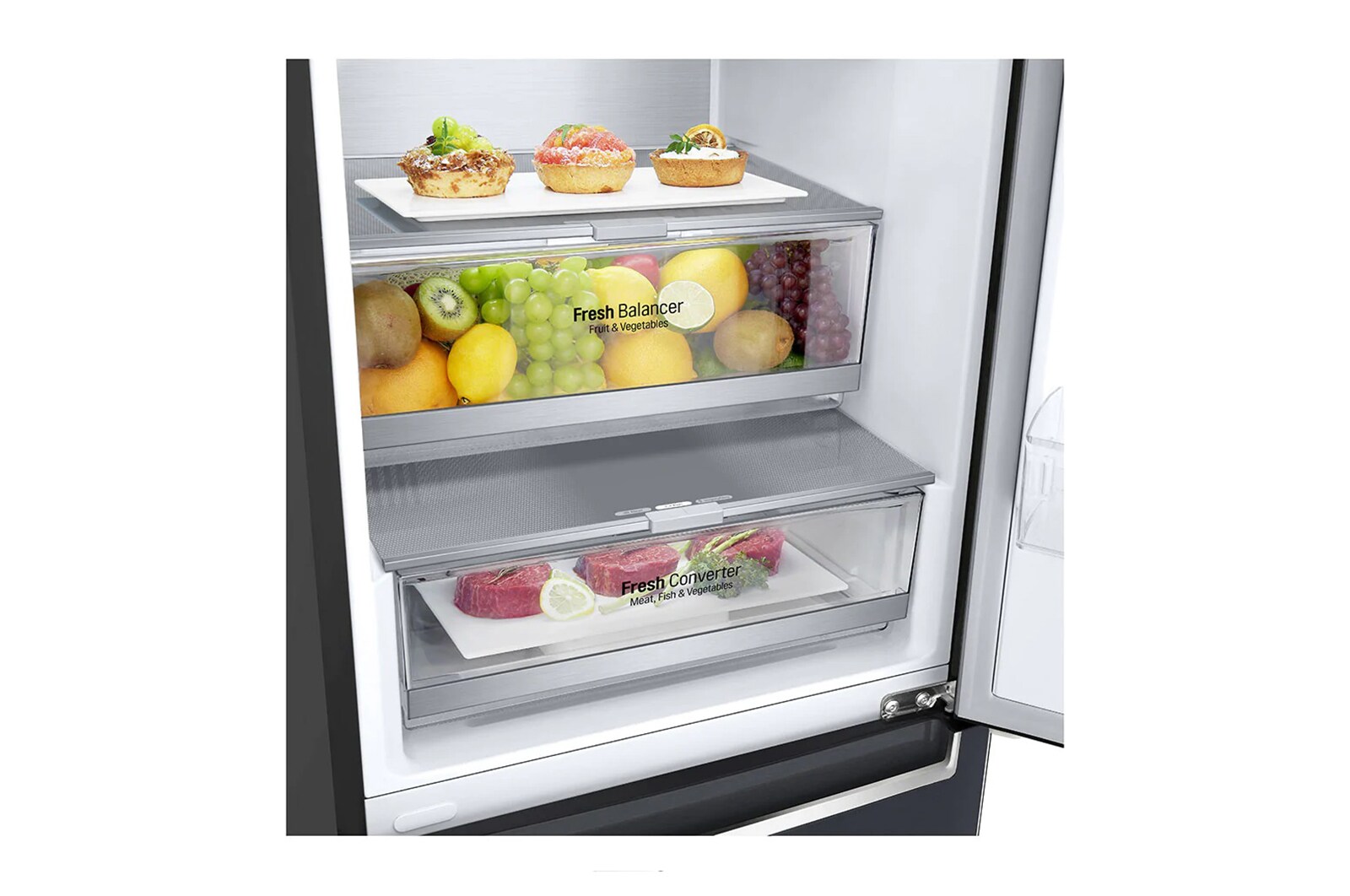 LG Combinado LG GBB92MCACP, 384 litros, eficiência energética C, 2,03 m, Door Cooling+™, Wi-Fi, Matte Black, GBB92MCACP
