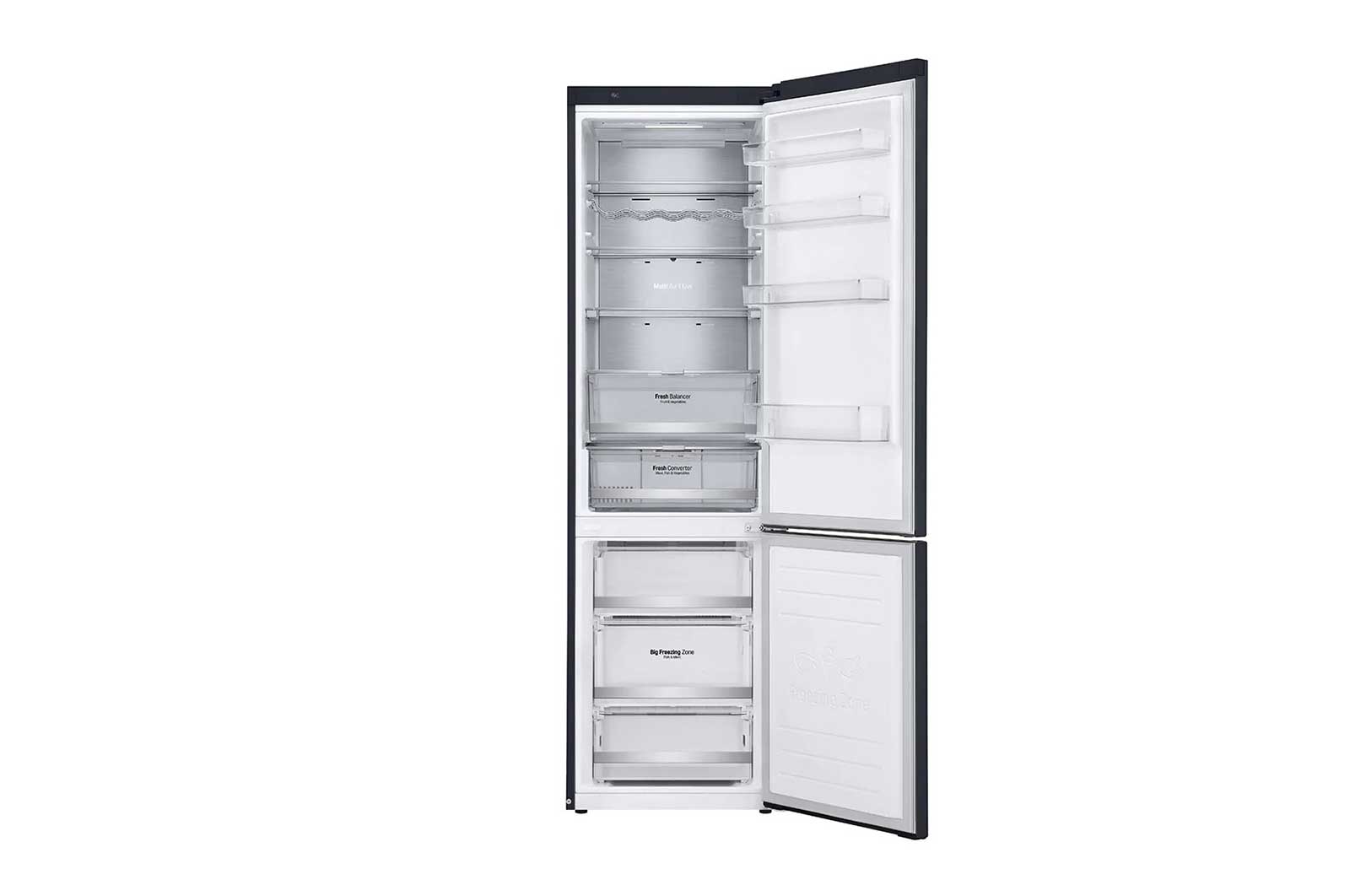 LG Combinado LG GBB92MCACP, 384 litros, eficiência energética C, 2,03 m, Door Cooling+™, Wi-Fi, Matte Black, GBB92MCACP