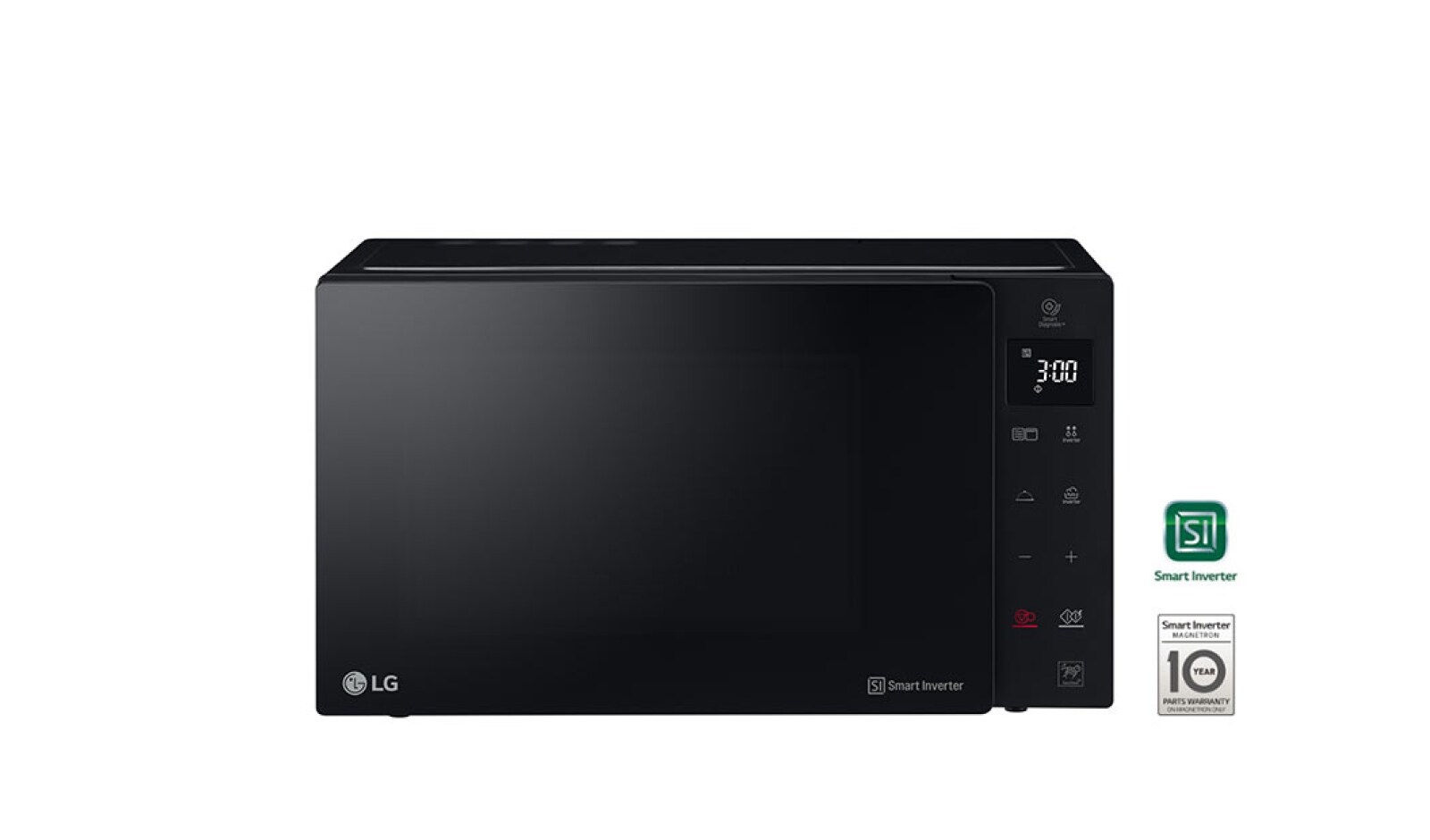 Vista frontal de Micro-ondas com grill LG NeoChef™ MH6535GDS, 25 litros, 1000 W, Smart Inverter, EasyClean™, preto MH6535GDS