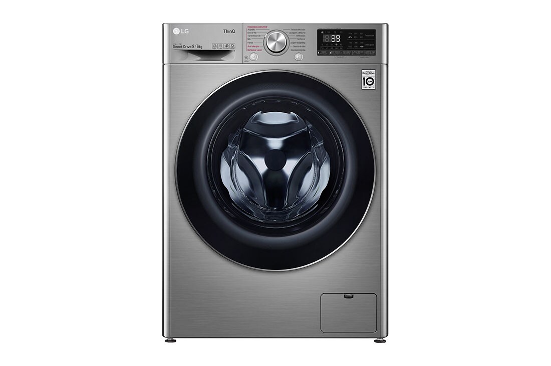 LG Máquina de lavar e secar roupa LG F4DV7009S2S, 9/6 kg, eficiência energética A/E, 1400 r.p.m., AI DD™, Steam™, TurboWash360™, EcoHybrid™, inox, F4DV7009S2S