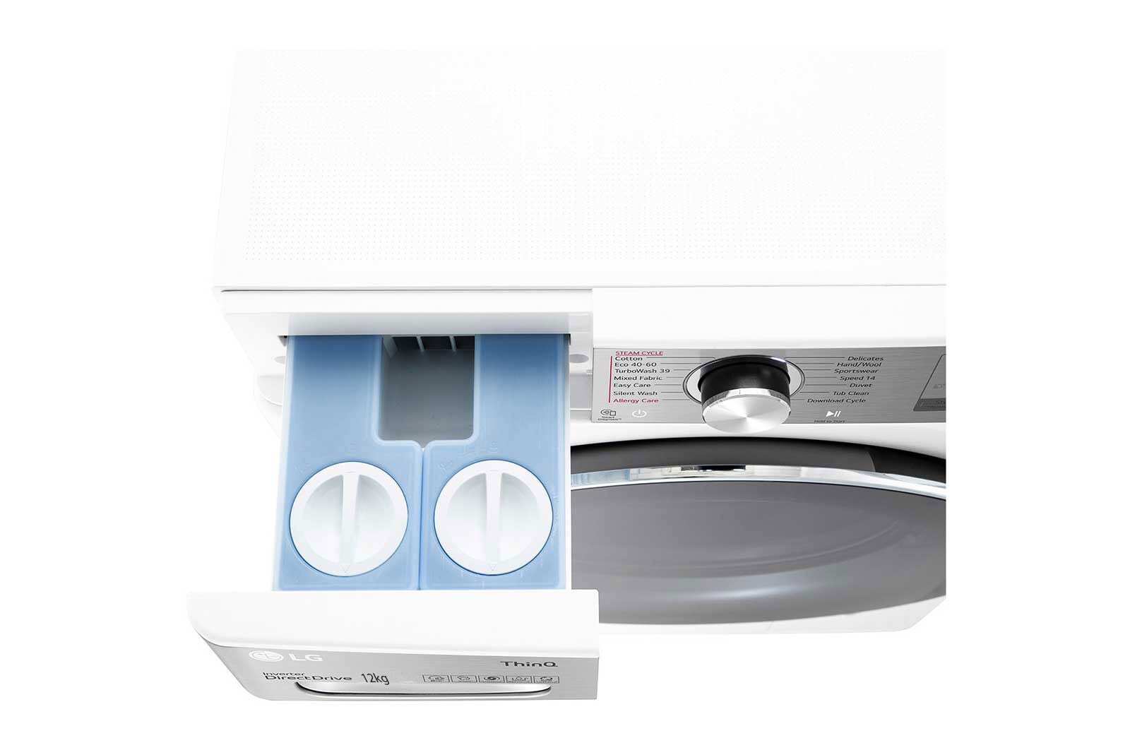 LG Máquina de lavar roupa LG F4WV9512P2W, 12 kg, eficiência energética A, 1400 r.p.m., AI DD™, Steam+™, TurboWash360™, ezDispense™, branco, F4WV9512P2W