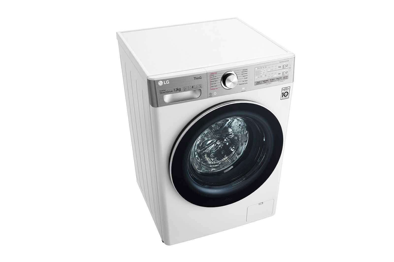 LG Máquina de lavar roupa LG F4WV9512P2W, 12 kg, eficiência energética A, 1400 r.p.m., AI DD™, Steam+™, TurboWash360™, ezDispense™, branco, F4WV9512P2W