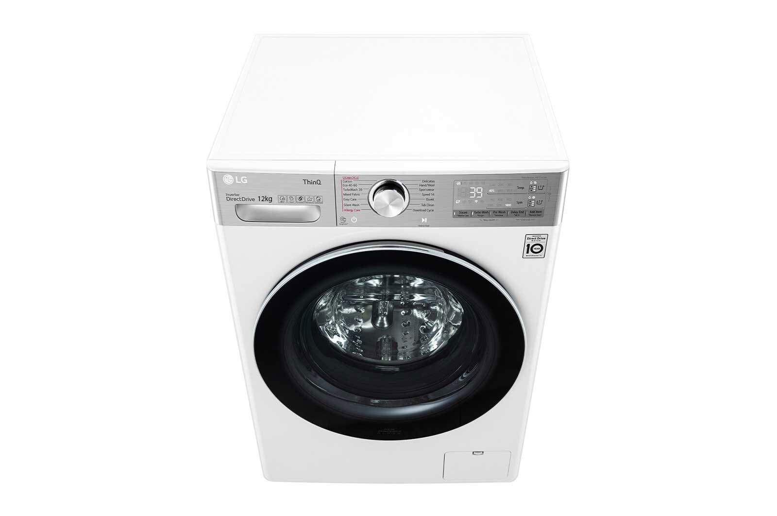 LG Máquina de lavar roupa LG F4WV9512P2W, 12 kg, eficiência energética A, 1400 r.p.m., AI DD™, Steam+™, TurboWash360™, ezDispense™, branco, F4WV9512P2W