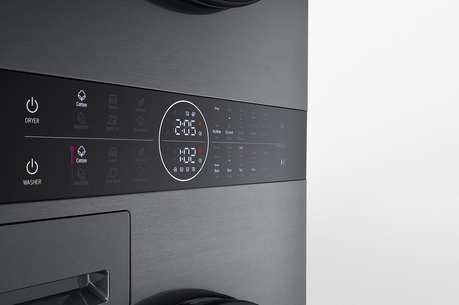 LG Máquina de Lavar e Secar LG WashTower, 12 kg de lavar e 10 kg de secar, eficiência energética A-10% e A+++,  AIDD™, Steam™, TurboWash™, Dual Inverter Heat Pump™, EcoHybrid™, limpeza automática do condensador, preto, WT1210BBF
