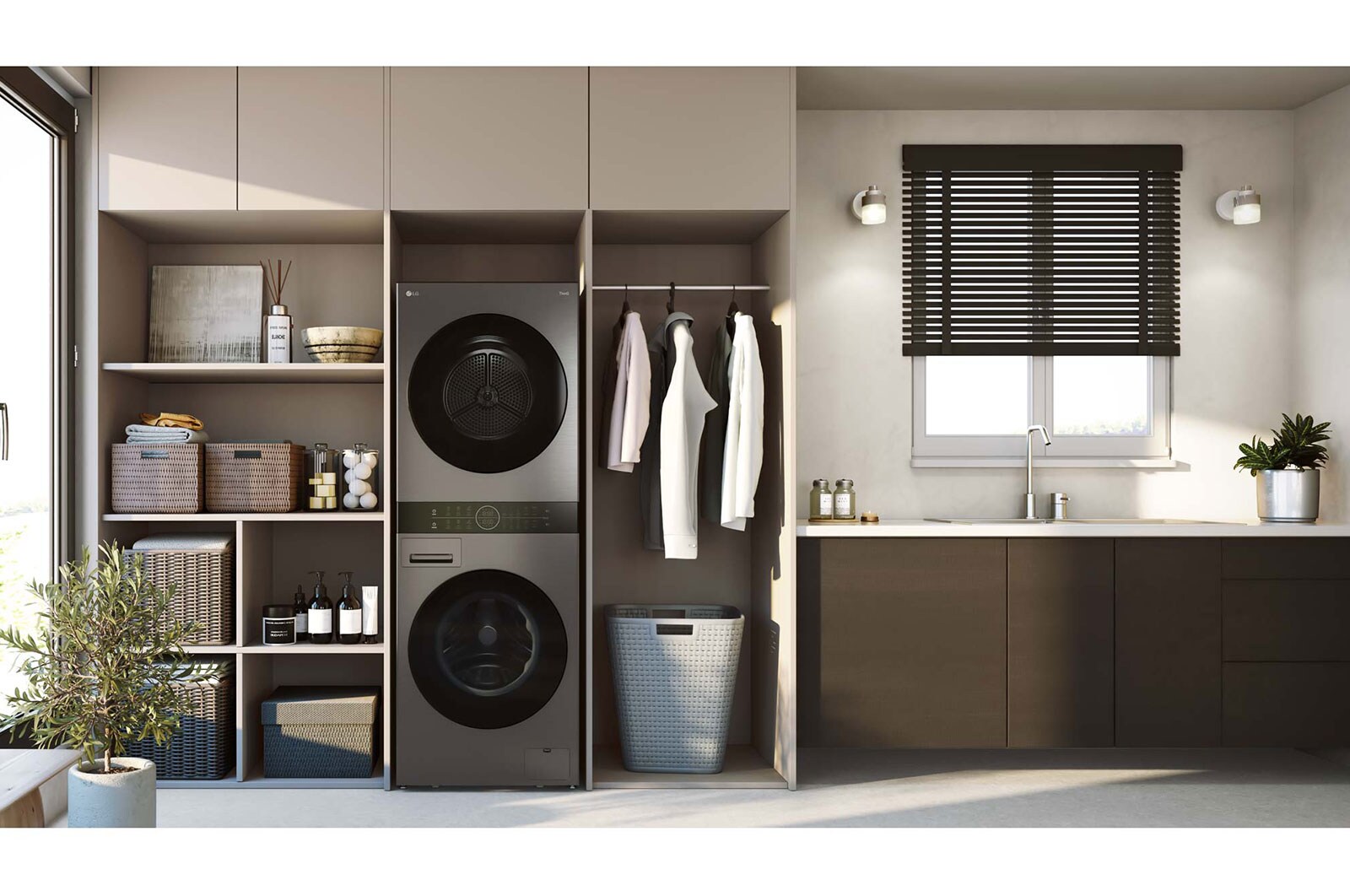 LG Máquina de Lavar e Secar LG WashTower, 12 kg de lavar e 10 kg de secar, eficiência energética A-10% e A+++,  AIDD™, Steam™, TurboWash™, Dual Inverter Heat Pump™, EcoHybrid™, limpeza automática do condensador, preto, WT1210BBF