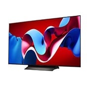 صورة جانبية بزاوية مائلة لليسار لتلفزيون LG OLED evo TV،‏ OLED C4