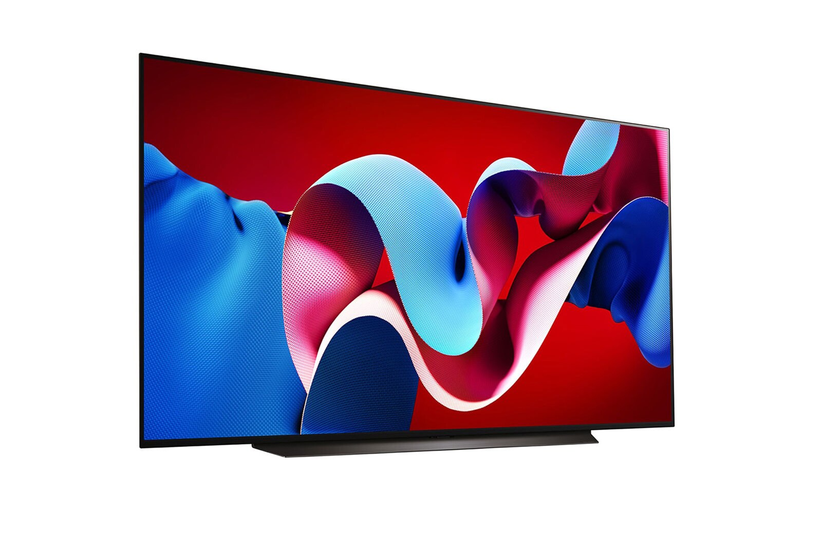 صورة جانبية بزاوية مائلة لليمين لتلفزيون LG OLED evo TV،‏ OLED C4