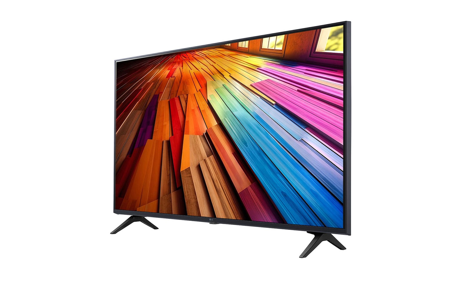 صورة جانبية بزاوية مائلة لليسار لتلفزيون LG UHD TV،‏ طراز UT80