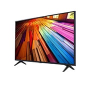 صورة جانبية بزاوية مائلة لليسار لتلفزيون LG UHD TV،‏ طراز UT80