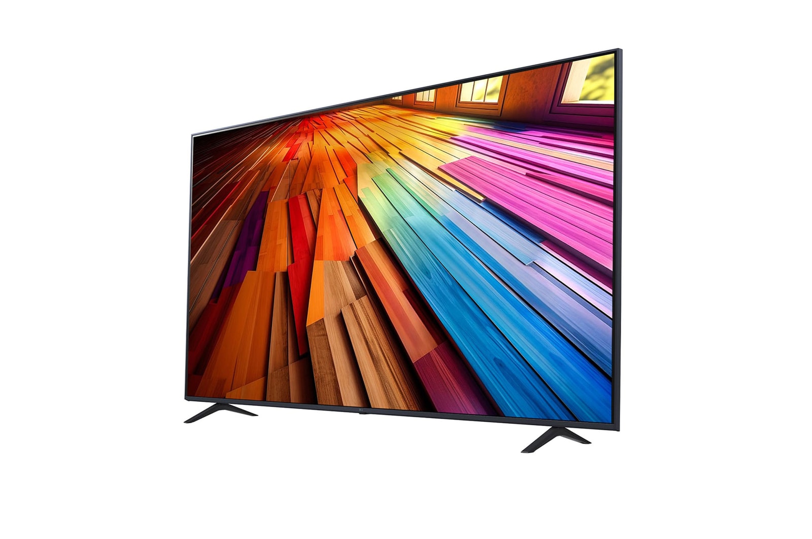 صورة جانبية بزاوية مائلة لليسار لتلفزيون LG UHD TV،‏ طراز UT80