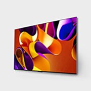 صورة جانبية مائلة بزاوية لليسار لتلفزيون LG OLED evo TV،‏ OLED G4 على الحائط