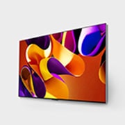 صورة جانبية مائلة لليسار لتلفزيون LG OLED evo TV،‏ OLED G4 على الحائط