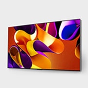 صورة جانبية مائلة بزاوية لليسار لتلفزيون LG OLED evo TV،‏ OLED G4 على الحائط