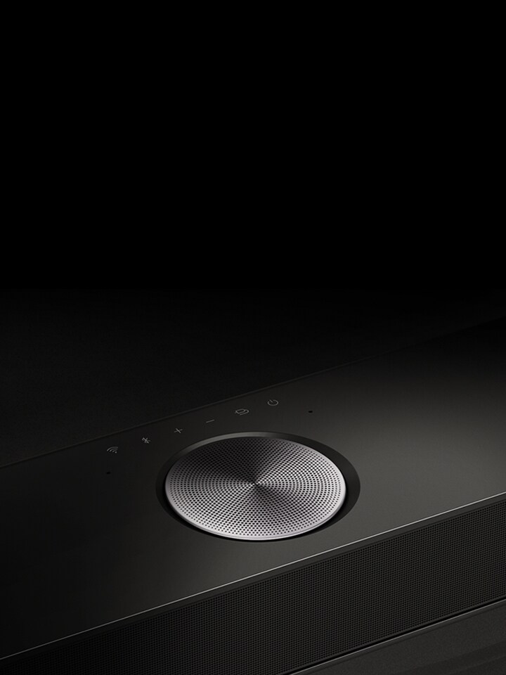 An aerial perspective of the LG Soundbar's Center Up firing speaker.	