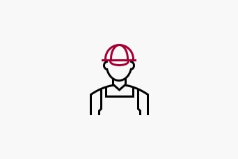 There is an installer icon who wears a red helmet.	