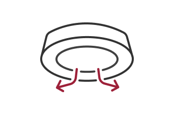 A simple line icon illustrates 360° Circular Airflow of the LG Round Cassette, indicated by arrows circling outward.