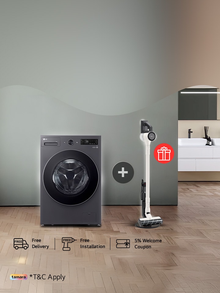 LG washing machine and vacuum cleaner bundle