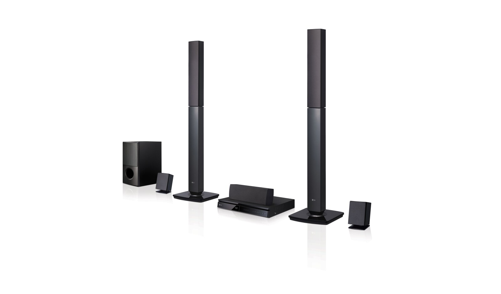 Front view of Powerful Sound 1,000W, 5.1CH Surround system. FM Radio, Bluetooth Music Streaming LHD647