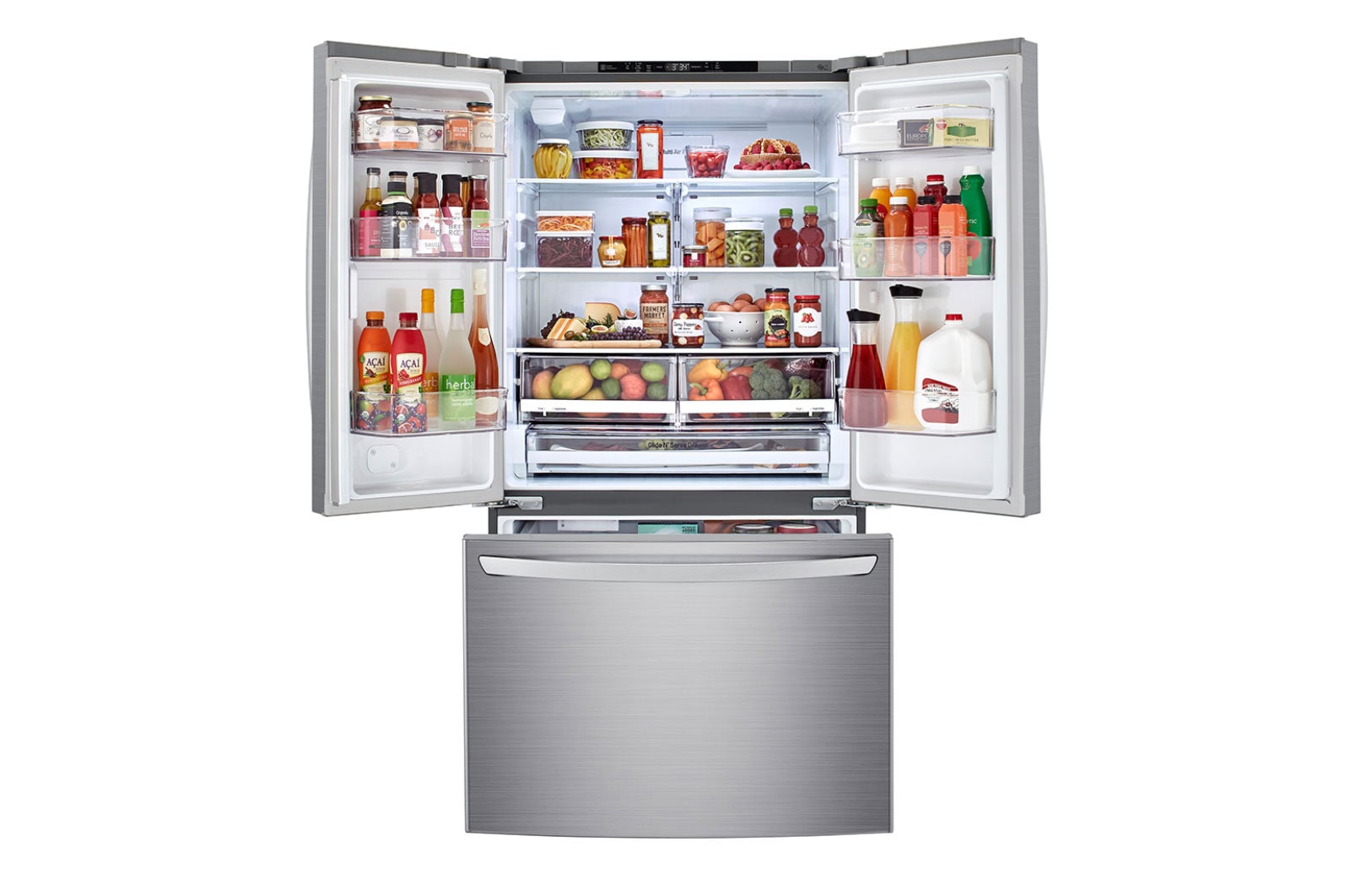 LG 22.6 Cu.Ft, Multi Door Refrigerator, Plantinum Silver Color , Door Cooling+, Inverter Linear Compressor , LM293BBSLN
