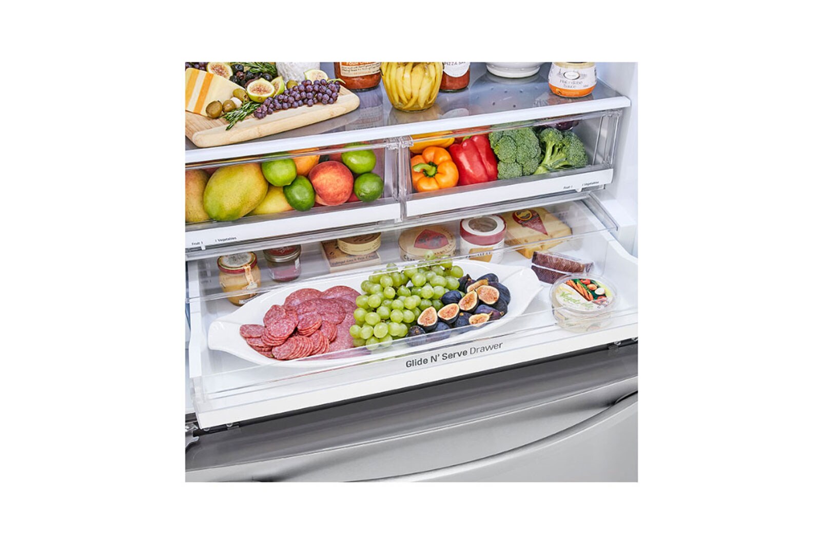 LG 22.6 Cu.Ft, Multi Door Refrigerator, Plantinum Silver Color , Door Cooling+, Inverter Linear Compressor , LM293BBSLN