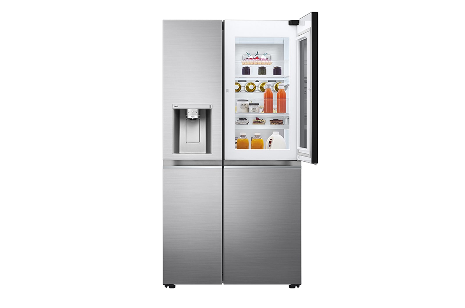 LG 21.7 Cu.Ft, Side By Side Refrigerator, Platinum Silver  Color, InstaView, Hygiene Fresh+, Inverter Linear Compressor, LS25HVLVLV