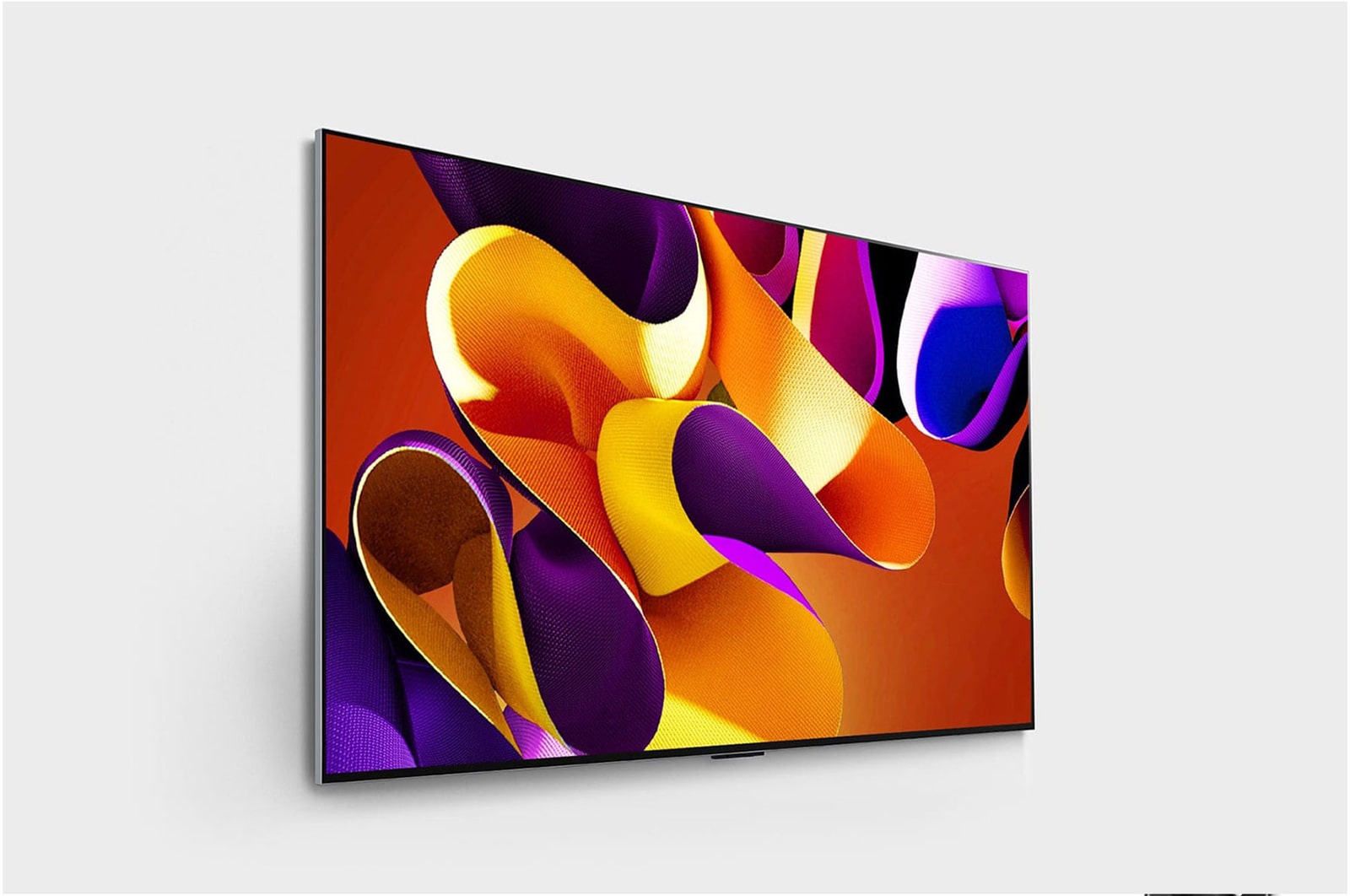 Right-facing side view of LG OLED evo TV, OLED G4 on the wall