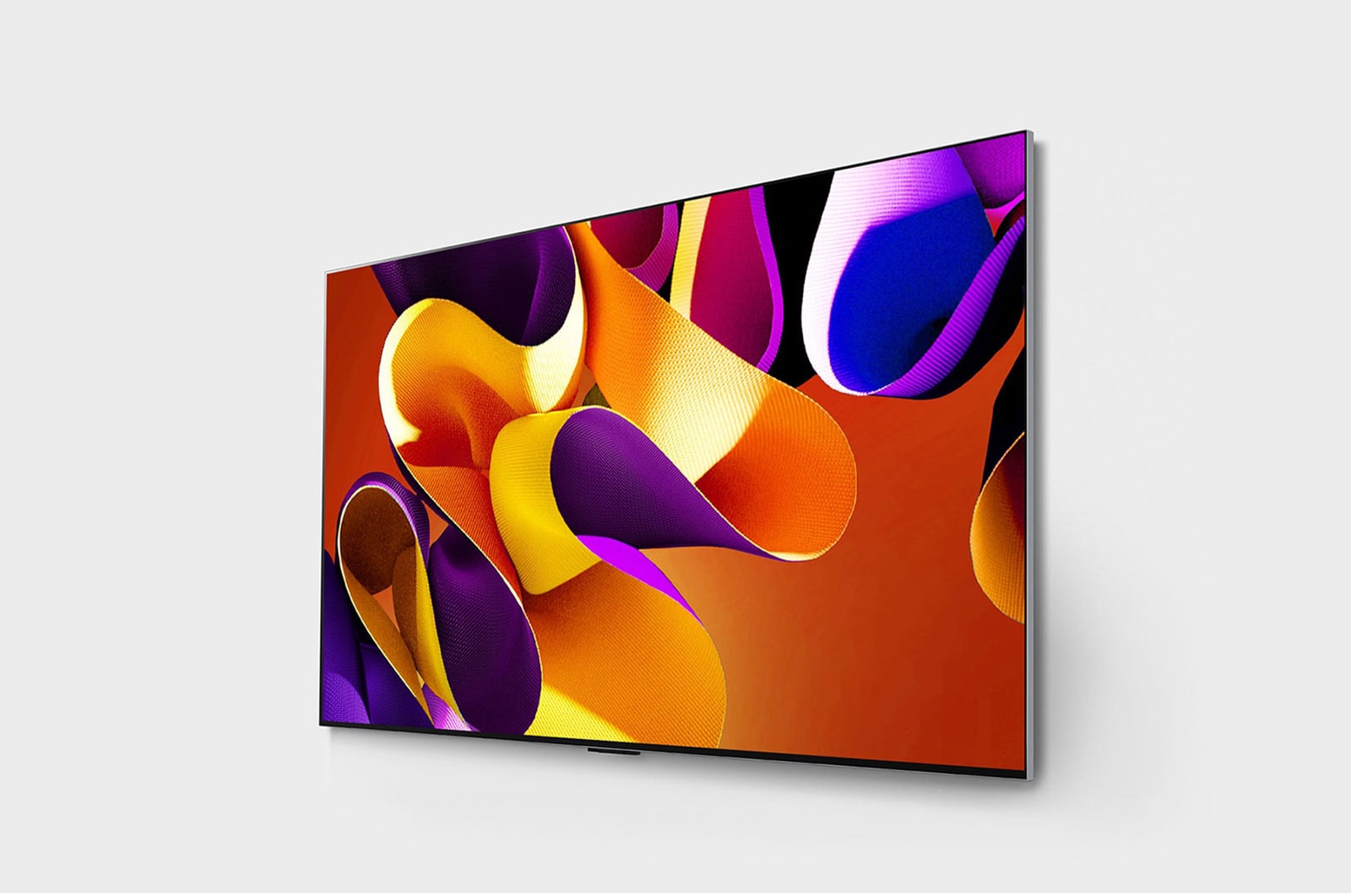 Left-facing side view of LG OLED evo TV, OLED G4 on the wall