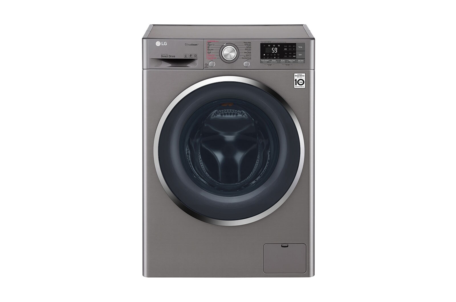 Front view of 9kg Front load washing machine, Silver Color, TurboWash™, SmartThinQ (Wi-Fi) WFS0914XMN
