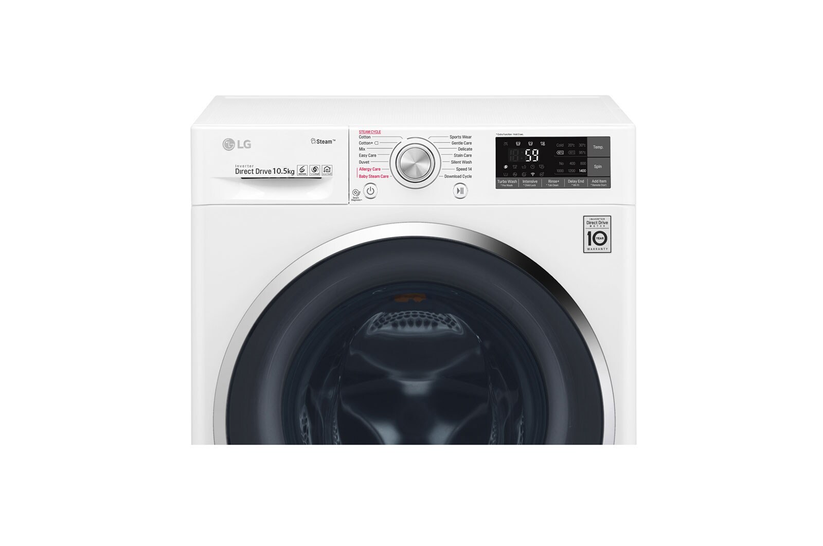 LG 10.5kg Front load washing machine, White Color, TurboWash™, SmartThinQ (wi-fi) , WFS1114WHN