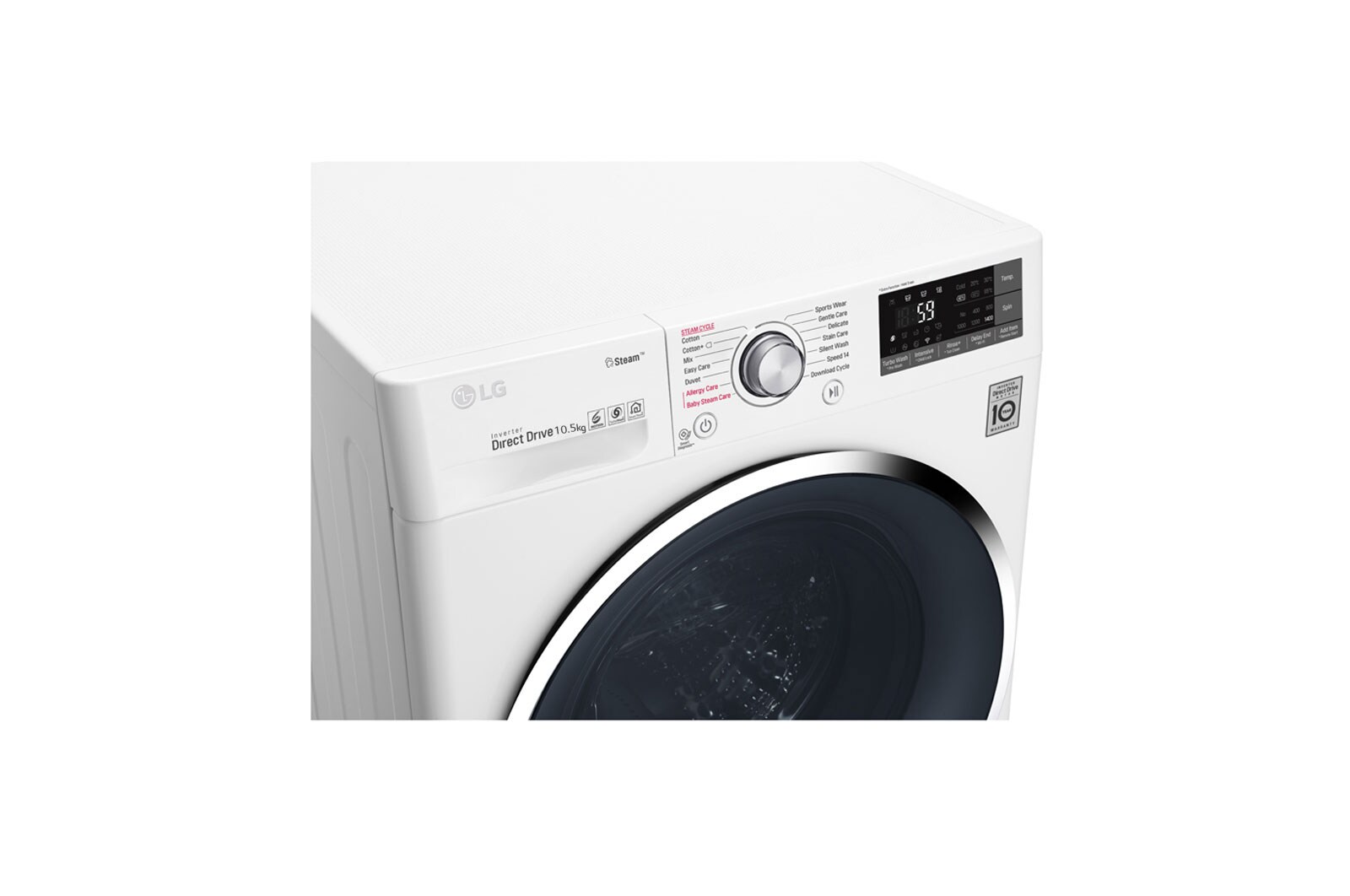 LG 10.5kg Front load washing machine, White Color, TurboWash™, SmartThinQ (wi-fi) , WFS1114WHN