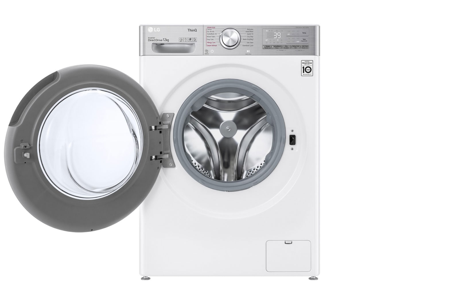 LG Capacity 12kg, Front Load, White Color, TrueSteam, 6 Motion DD, Inverter Direct Drive Motor, WFV1214WHT1