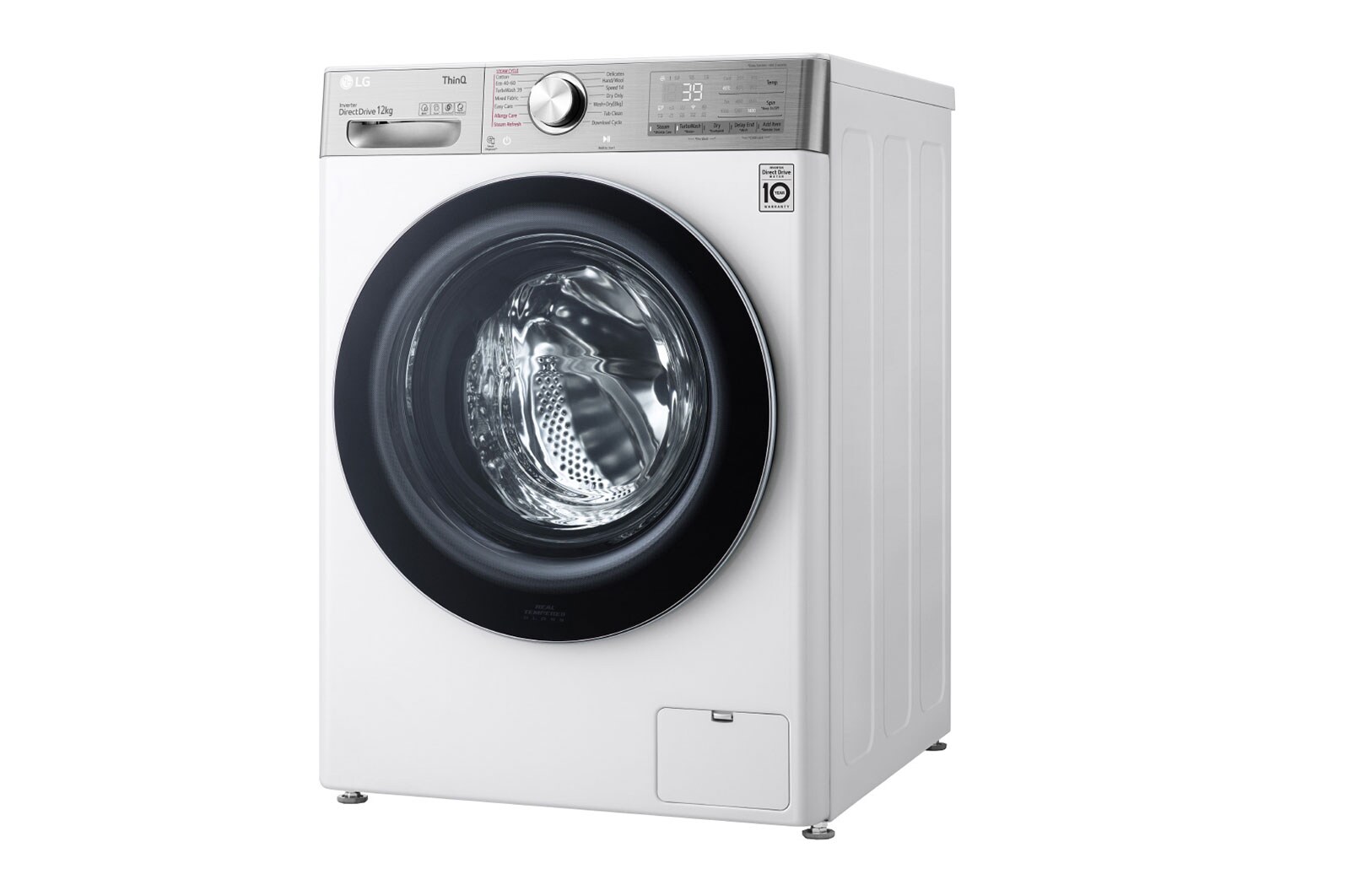LG Capacity 12kg, Front Load, White Color, TrueSteam, 6 Motion DD, Inverter Direct Drive Motor, WFV1214WHT1