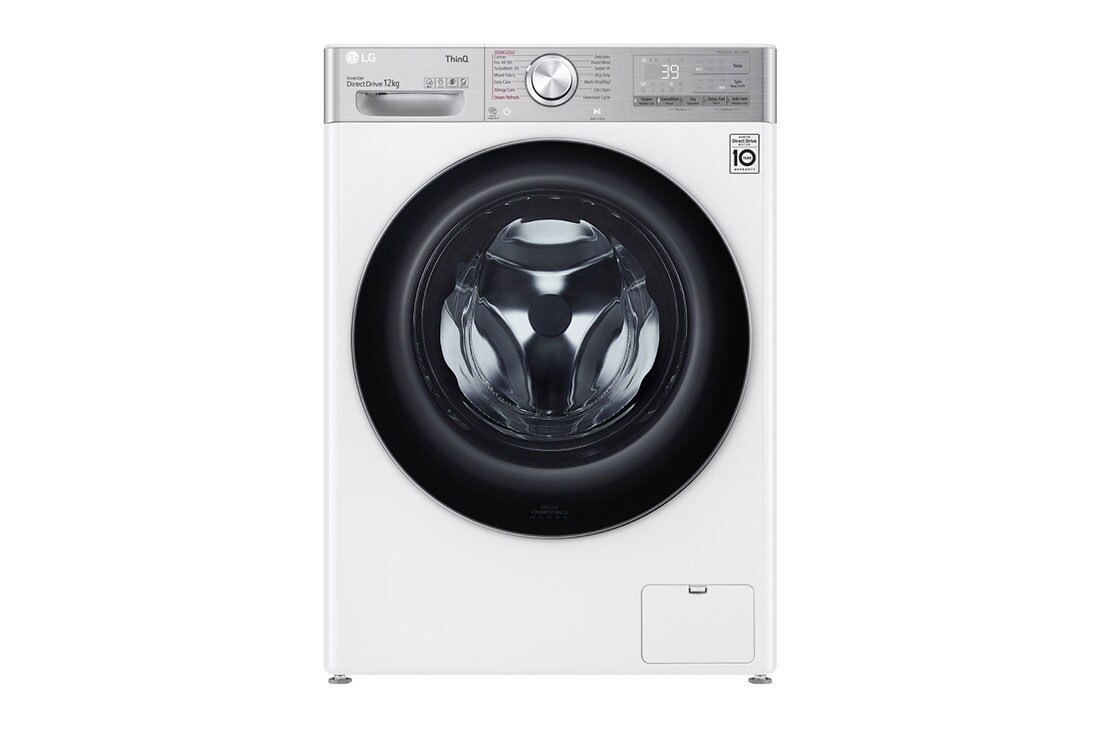 LG Capacity 12kg, Front Load, White Color, TrueSteam, 6 Motion DD, Inverter Direct Drive Motor, WFV1214WHT1