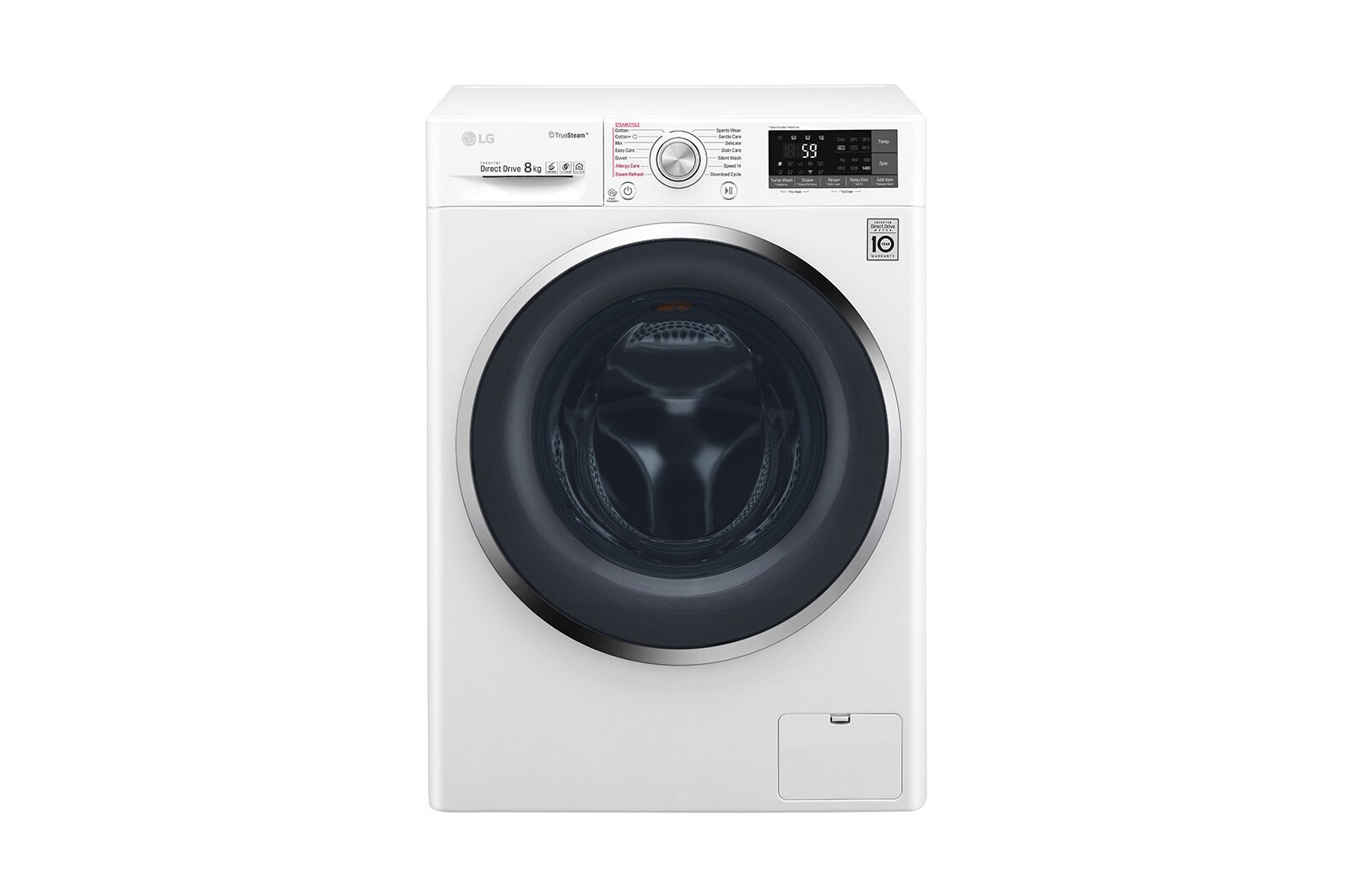 Front view of 8kg  Washer with 5kg Dryer Front load washing machine , Steam , Smart ThinQ (Wi –Fi) WSC0805WH