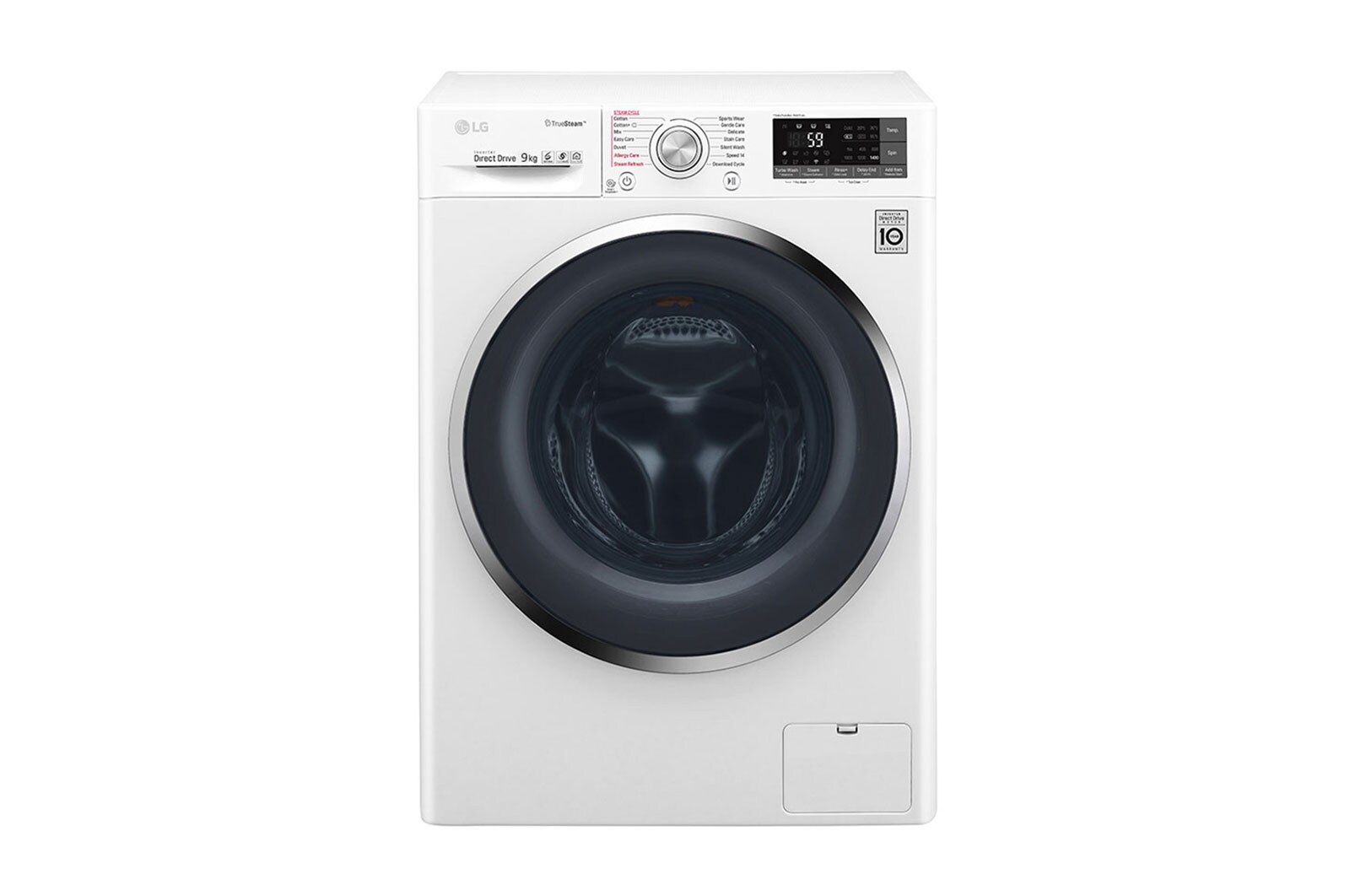 Front view of 9kg washer with 5kg Dryer Front load washing machine, White Color, Turbo Dry  WSC0905WHN