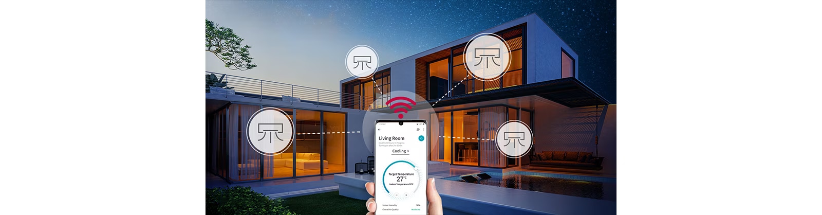 Control the air conditioners all over the house with a smartphone