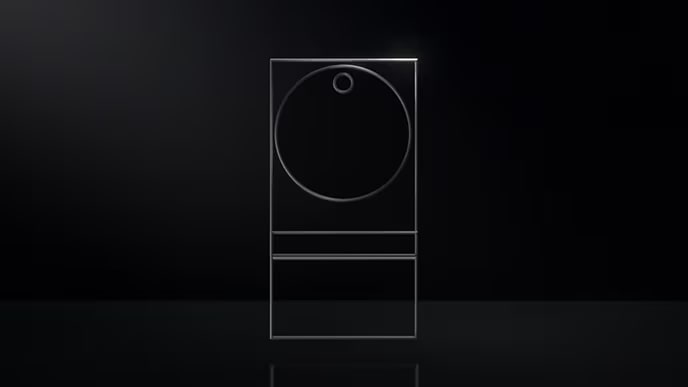 Thin silver color outline that indicates product appearance of LG SIGNATURE Washing Machine.