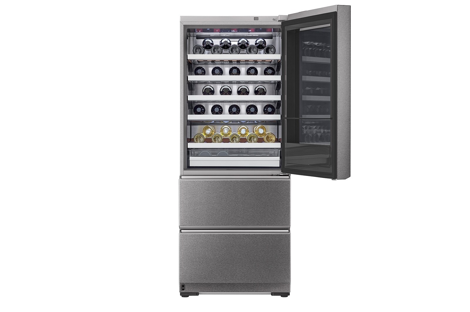 LG SIGNATURE - 420L InstaView Door in Door™ Wine Cellar (Noble Steel) - Energiklass E, 65 vinflaskor och Smart Diagnosis™ med Wi-Fi, LSR200W