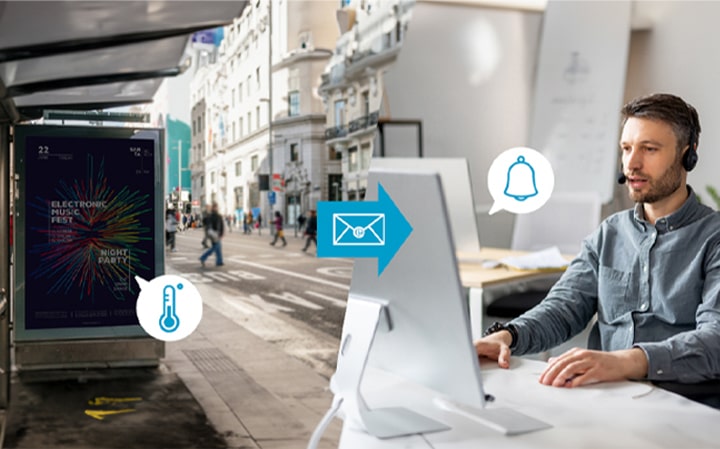 If the temperature of external devices surpasses the set limit, an email notification is automatically sent to the responsible person.