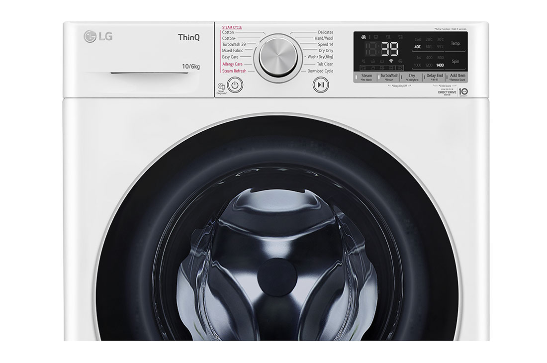 LG 10/6kg, AI Direct Drive Front Load Washer Dryer, FV1410H3W