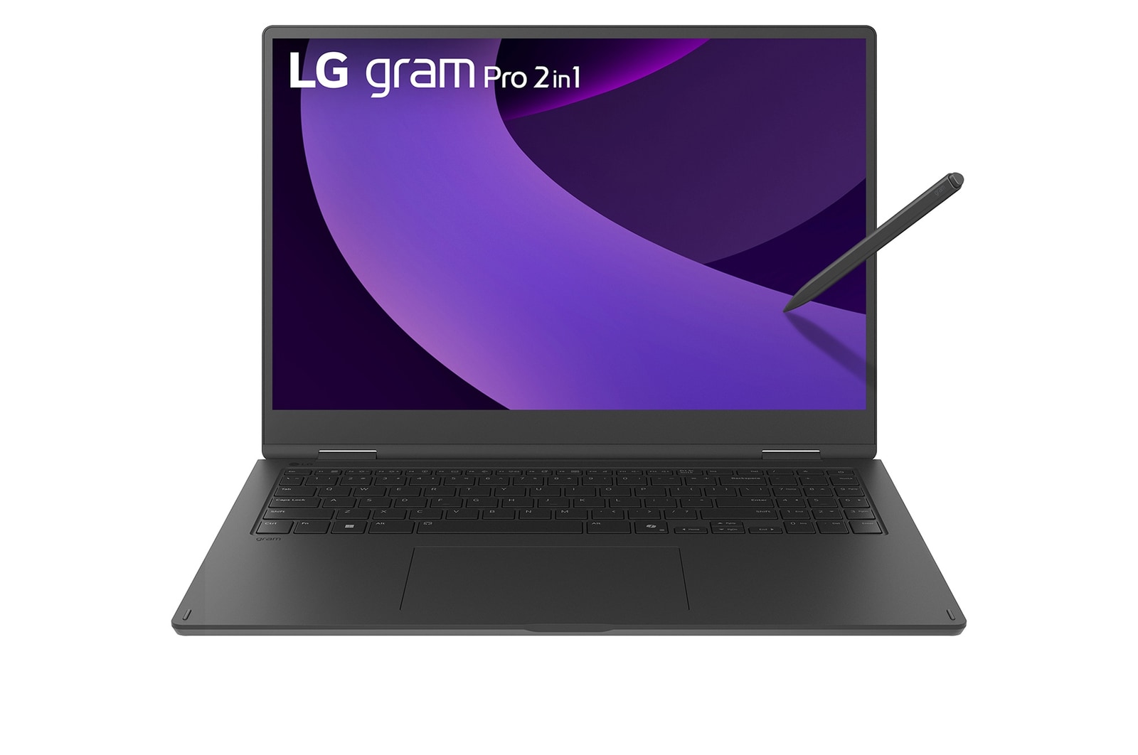 Vorderansicht mit Tastatur und Schreibstift