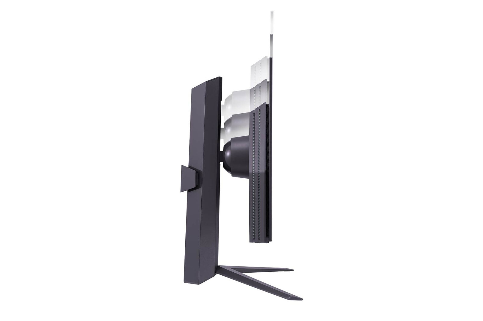 side view with monitor height moving downwards on